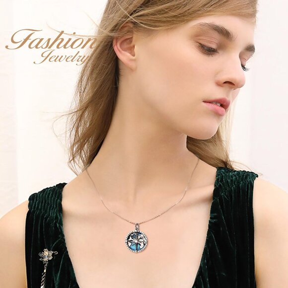 Compass Pendant Necklace Sterling Silver Navy Anchor Travel Map Necklace for Wom - Picture 3 of 7